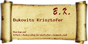 Bukovits Krisztofer névjegykártya
